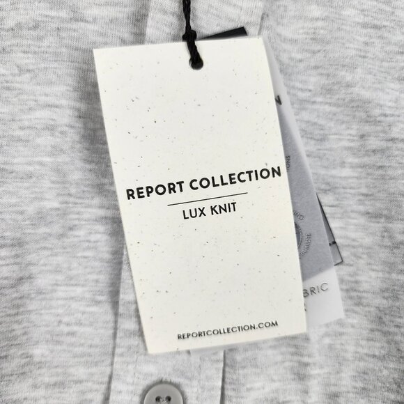 Report Collection Men Medium Light Gray Lux Knit 4-Way Stretch L/S Button Up NWT - Picture 6 of 9